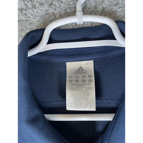 Adidas Shirt Mens Large Blue Climalite Golf Polo Logo Short Sleeve Textured - Picture 8 of 9